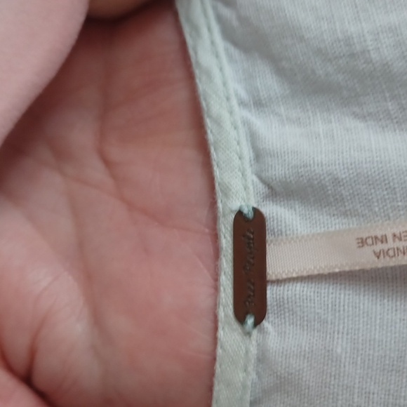 Free People oversized Sadie Tunic Mint Green Smocked Mini Dress sz M - Picture 3 of 5